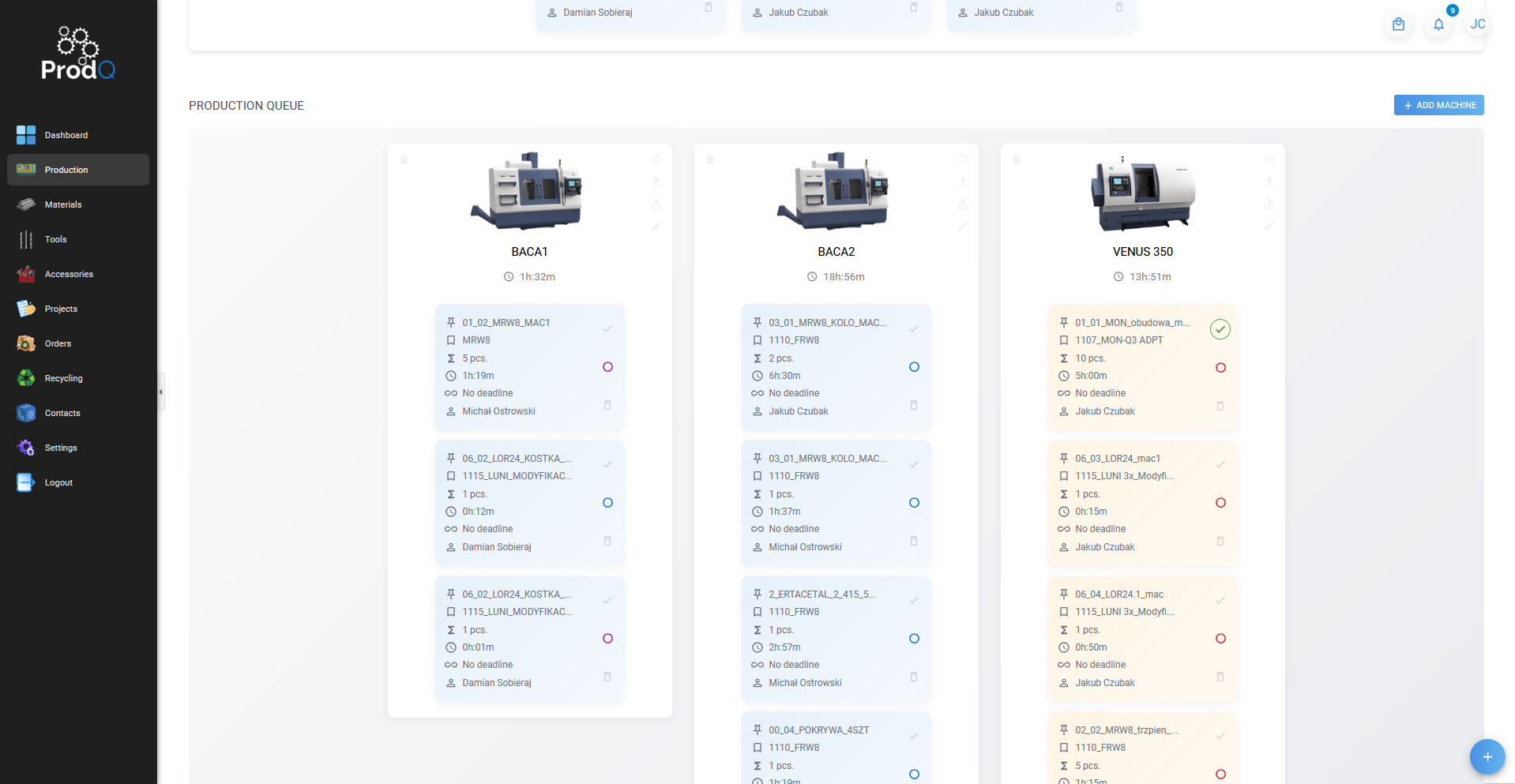 ProdQ Box — machine monitoring dashboard